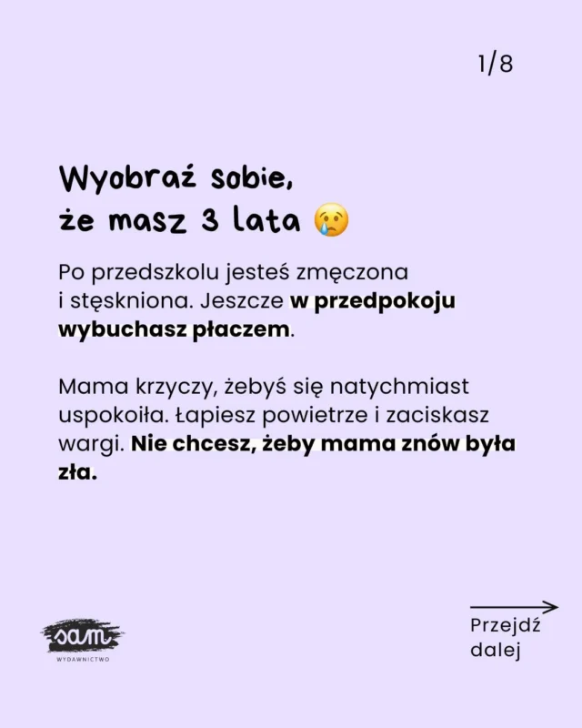 Czy Twoje dziecko wie, że może przyjść do Ciebie z KAŻDYM problemem? A Ty nie powiesz mu, że przesadza?🗨️ Skomentuj 𝗖𝗛𝗖𝗘̨ i poznaj książki, z którymi nauczysz dziecko rozpoznawać i regulować emocje!Sama wiesz, jak to jest tłumić emocje. Bo „nie wypada”. Bo „nie ma co przesadzać”. Albo „znowu wymyślasz”.Dlatego przez większość życia chowałaś (a może nadal chowasz?) smutek i złość bardzo głęboko. A ile razy nie mogłaś ich już więcej pomieścić i… wybuchłaś? 💥Jak to zrobić inaczej?Lepiej:
💜 rozmawiaj z dzieckiem o emocjach, aby nauczyło się je rozpoznawać i rozumiało, że są czymś normalnym,
💜 daj mu przestrzeń na wyrażanie i regulowanie emocji,
💜 poświęcaj uwagę jego problemom (nawet niewielkim) i po prostu bądź blisko, kiedy Cię potrzebuje.Naucz dziecko mówić o swoich emocjach i regulować je, z pomocą bliskościowych książek:
💆🏼‍♀️ „Poznajemy emocje”, o tym, jak rozpoznawać i wyrażać emocje,
💪 „Miej odwagę, siłę i pewność siebie”, która pomaga budować pewność siebie i stawiać granice,
👫 „Jak żyjemy w społeczeństwie”, która uczy  funkcjonowania w grupie.Skomentuj 𝗖𝗛𝗖𝗘̨ 🗨️ i sprawdź, jak te książki wyglądają w środku!Wydawnictwo SAM · książki dla dzieci · książka obrazkowa dla dziecka · książka z okienkami · mądra książka dla dziecka · książka o emocjach · emocje dziecka · wsparcie emocjonalne · wyrażanie emocji · regulowanie emocji · tłumienie emocji