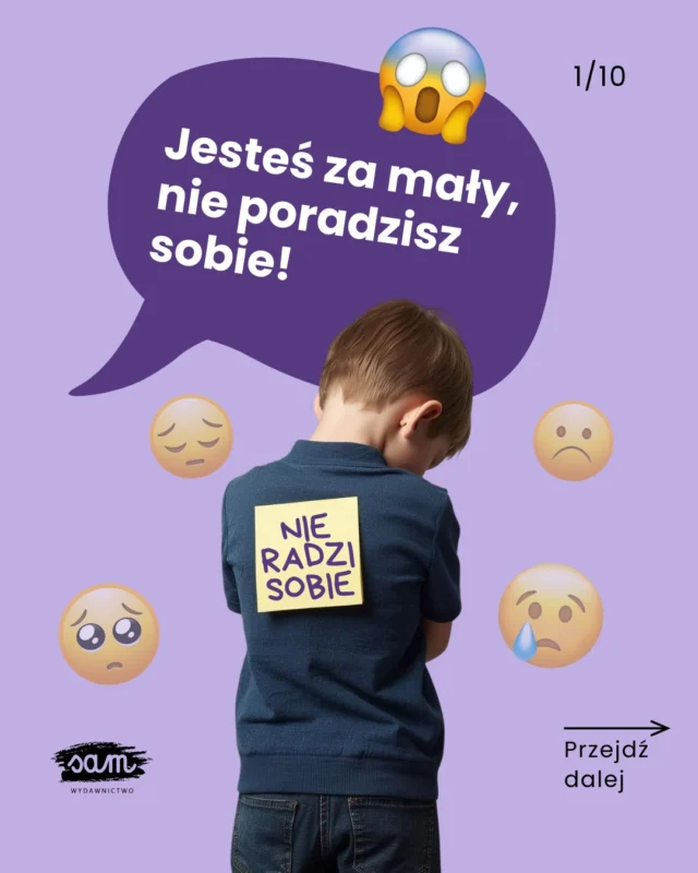 Nie mów dziecku, że sobie nie poradzi!🗨️ Skomentuj 𝗖𝗛𝗖𝗘̨ i poznaj książki dla dzieci, które wspierają dzieci w próbowaniu nowych rzeczy!Dzieci muszą próbować, żeby uczyć się nowych rzeczy. Nie ma innej drogi do SAModzielności.Mówiąc, że nie powinno próbować, bo „jest za małe” albo „nie poradzi sobie”, nieświadomie przyklejasz mu etykietę „słabego”. A nie tak łatwo ją później zdjąć.Dlatego swoje obawy zostawiaj dla siebie, strachy dziecka dobrze zaopiekuj i pozwól mu robić rzeczy – żeby samo mogło się przekonać, czy sobie z nimi poradzi.I pamiętaj: Twoje słowa są głosem w głowie Twojego dziecka. Niech będą wspierające.W budowaniu u dziecka pewności siebie i sprawczości pomogą Ci książki z okienkami dla wieku 3-8 lat:
💪 „Miej odwagę, siłę i pewność siebie”, o tym, jak budować poczucie własnej wartości i stawiać granice,
💆🏼‍♀️ „Poznajemy emocje”, o tym, jak rozpoznawać i wyrażać emocje,
👫 „Jak żyjemy w społeczeństwie”, która uczy funkcjonowania w grupie.Skomentuj 𝗖𝗛𝗖𝗘̨ 🗨️ i sprawdź, jak te książki wyglądają w środku!#książkidladzieci #przedszkolak #rodzicielstwobliskości #wydawnictwosam