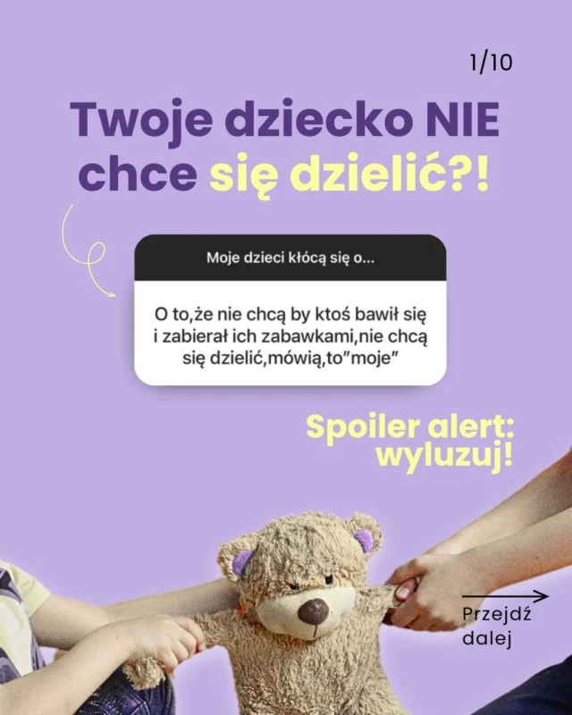 Dziecko nie chce się dzielić? 😰 To oznaka prawidłowego rozwoju! 💪

💡 Nauka dzielenia jest ważna, ale to proces – podobnie, jak nauka pływania czy jazdy na rowerze.

🗨️ Skomentuj 𝗖𝗛𝗖𝗘̨ i poznaj książki, które Wam ją ułatwią!

Aby dziecko chętnie się dzieliło, najpierw musi poczuć, że ma swoje rzeczy, o których samo decyduje. Jeśli będziesz mu wyrywać zabawki, to… no cóż, efekt będzie raczej odwrotny! 🙈

Przesuń palcem 👉 i zobacz w karuzeli, jak podejść do tego tematu.

W nauce dzielenia, stawiania granic i funkcjonowania w grupie pomogą Wam książki:
🤝 „Jak się dzielić, współpracować i sobie pomagać” (2-5 lat), o tym, jak funkcjonować w grupie rówieśniczej.
💪 „Miej odwagę, siłę i pewność siebie” (3-8 lat), o tym, jak stawiać granice i budować poczucie własnej wartości.
💆🏼‍♀️ „Poznajemy emocje” (3-8 lat), o tym, jak rozpoznawać, wyrażać i regulować emocje.

🗨️ Skomentuj 𝗖𝗛𝗖𝗘̨ i zobacz, jak wyglądają w środku!

#bookstagrampl #rodzicielstwobliskości #książkidladzieci #emocjedziecka #przedszkolak