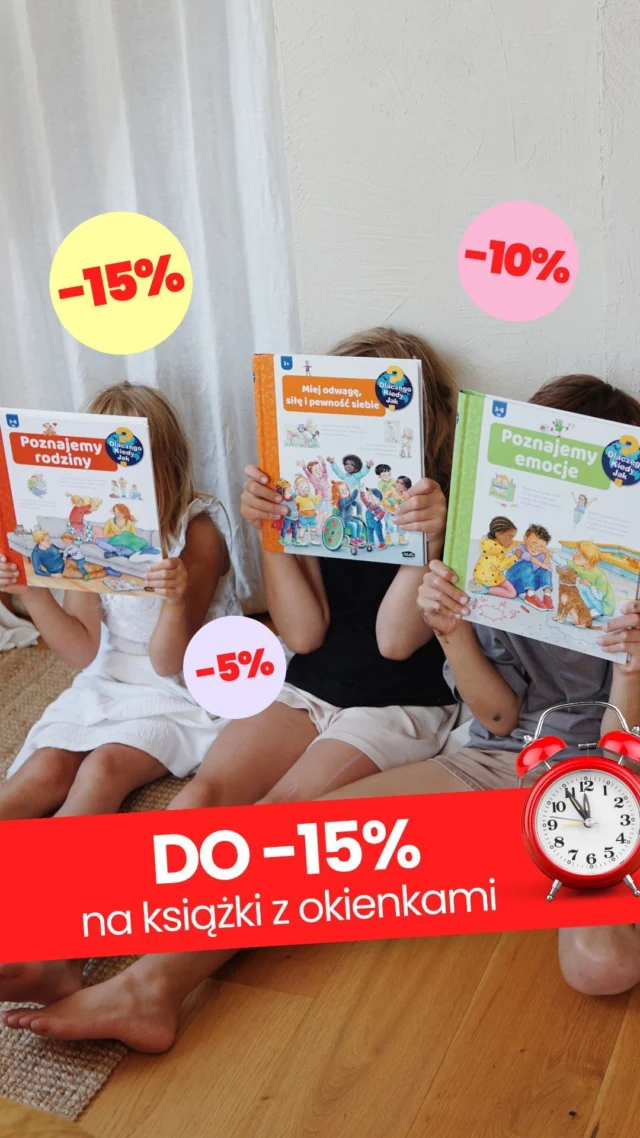 Twoje dziecko ma już WSZYSTKO?! 🤯🗨️ Skomentuj 𝗖𝗛𝗖𝗘̨, a wyślę Ci link do książek, z których zbudujesz pakiet z rabatem do -15%! ✂️Zamiast kolejnej zabawki na 5 minut, postaw na rozwój 💪 i stwórz pakiet książek, które zostaną z Wami na lata!✂️ 3 książki = -5%
✂️ 4 książki = -10% + darmowa dostawa
✂️ 5 książek = -15% + dostawa gratis1️⃣ Wybierz dowolną książkę z okienkami 3+.
2️⃣ W karcie produktu, pod przyciskiem "Dodaj do koszyka", znajdź opcję stworzenia pakietu.
3️⃣ Dodaj 3, 4 lub 5 tytułów do swojej listy i gotowe! 🎉🗨️ Skomentuj 𝗖𝗛𝗖𝗘̨, a wyślę Ci link do książek, z których zbudujesz swój pakiet! 🚀#rodzicielstwobliskosci #ksiazkizokienkami #czytamzdzieckiem #pomysłnaprezent #conaprezent