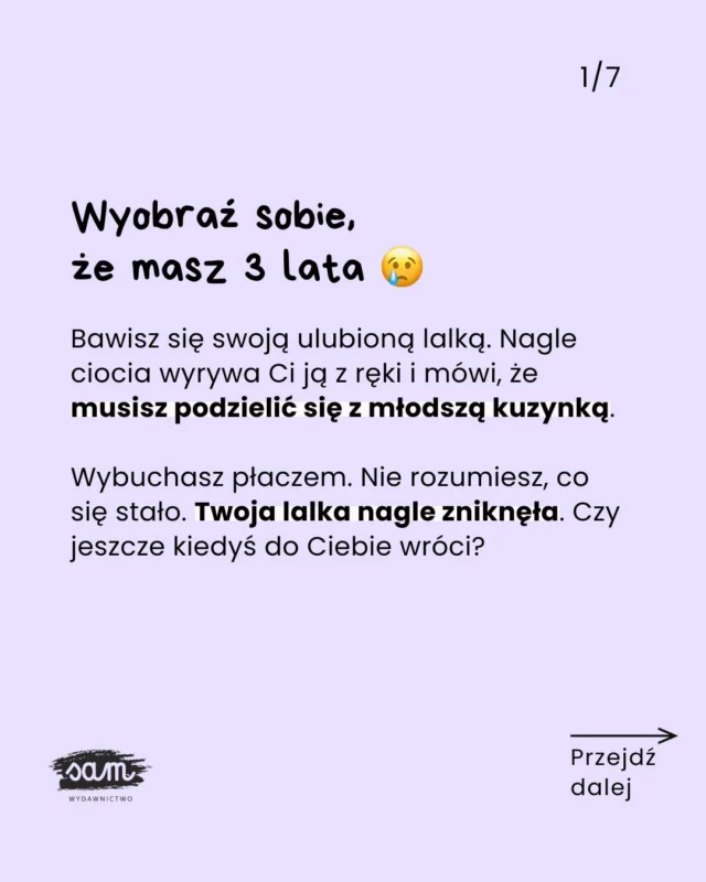 Serio? Dziecko NIE MUSI się dzielić?! ❌😱🗨️ Skomentuj 𝗖𝗛𝗖𝗘̨ i poznaj książki, które pomogą Wam nauczyć się dzielić i współpracować w grupie - tak od serca 🥰Nauka dzielenia się jest ważna – tak samo, jak umiejętność SAModzielnego decydowania o swoich rzeczach i stawiania granic, kiedy nie chcemy się nimi dzielić ‼️Dlatego:
💜 nie zmuszaj dziecka do dzielenia się,
💜 zachęcaj je do wymiany, odwzajemniania miłych gestów i dawaj dobry przykład,
💜 ucz asertywności i szanuj jego granice.W nauce dzielenia, stawiania granic i funkcjonowania w grupie pomogą Wam książki:
🤝 „Jak się dzielić, współpracować i sobie pomagać” (2-5 lat), o tym, jak funkcjonować w grupie rówieśniczej.
💪 „Miej odwagę, siłę i pewność siebie” (3-8 lat), o tym, jak stawiać granice i budować poczucie własnej wartości.
💆🏼‍♀️ „Poznajemy emocje” (3-8 lat), o tym, jak rozpoznawać, wyrażać i regulować emocje.🗨️ Skomentuj 𝗖𝗛𝗖𝗘̨ i zobacz, jak wyglądają w środku!#bookstagrampl #rodzicielstwobliskości #książkidladzieci #emocjedziecka #przedszkolak