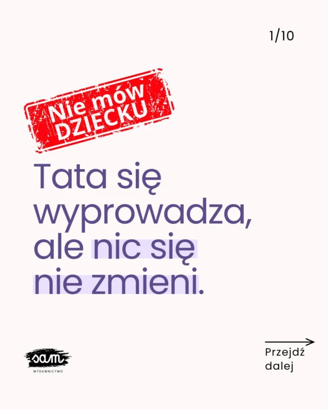 Myślisz, że mówiąc „Nic się nie zmieni”, dajesz dziecku poczucie bezpieczeństwa? ❌ Nie! Ono widzi, że coś jest nie tak i przez to nie czuje się bezpiecznie 🥺‼️𝗨𝗪𝗔𝗚𝗔, 𝗟𝗜𝗞𝗪𝗜𝗗𝗔𝗖𝗝𝗔 𝗠𝗔𝗚𝗔𝗭𝗬𝗡𝗨! -𝟮𝟬% 𝗧𝗬𝗟𝗞𝗢 𝗗𝗢 𝗪𝗬𝗖𝗭𝗘𝗥𝗣𝗔𝗡𝗜𝗔 𝗭𝗔𝗣𝗔𝗦𝗢́𝗪! ✂️ Wpisz 𝗦𝗔𝗟𝗘, a wyślę Ci link 📥𝗦𝗣𝗢𝗥𝗢 𝗧𝗬𝗧𝗨Ł𝗢́𝗪 𝗝𝗨𝗭̇ 𝗭𝗡𝗜𝗞𝗡𝗘̨Ł𝗢 😱 ❤️‍🩹Dlatego rozmawiając z dzieckiem o tym, że rodzice się rozstają, nie mów:
❌ że to nic nie zmieni w jego życiu,
❌ że nie musi się martwić ani smucić,
❌ że Twoja decyzja jest podyktowana jego dobrem.Zamiast tego:
✅ wspólnie wytłumaczcie dziecku, co zmieni się w nowej sytuacji, a co pozostanie niezmienne (np. tata zamieszka osobno, ale nadal będzie odbierał Cię po obiedzie z przedszkola),
✅ daj dziecku przestrzeń na zadawanie pytań (nawet trudnych) i przeżywanie emocji (nawet nieprzyjemnych),
✅ zadbaj także własne emocje.Sięgnij po książki, które pomogą Ci wytłumaczyć dziecku nową sytuację:
🏠 „Poznajemy rodziny” o relacjach rodzinnych (także tych skomplikowanych!)
🧑‍🧑‍🧒‍🧒 „To właśnie rodzina”, która pokazuje, że rodziny mogą wyglądać różnie i żadna z nich nie jest gorsza.🗨️ Skomentuj 𝗦𝗔𝗟𝗘, a wyślę Ci link do wyprzedaży -20% NA WSZYSTKO‼️
Tylko do wyczerpania zapasów!#rodzicielstwo #ksiazkidladzieci #przedszkolak #bookstagrampl #rodzicielstwobliskosci